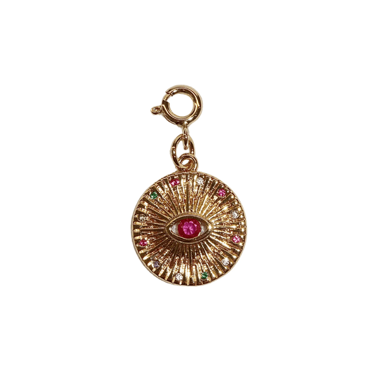 Aura Eye Charm – Round Sunburst Eye Charm with Crystals