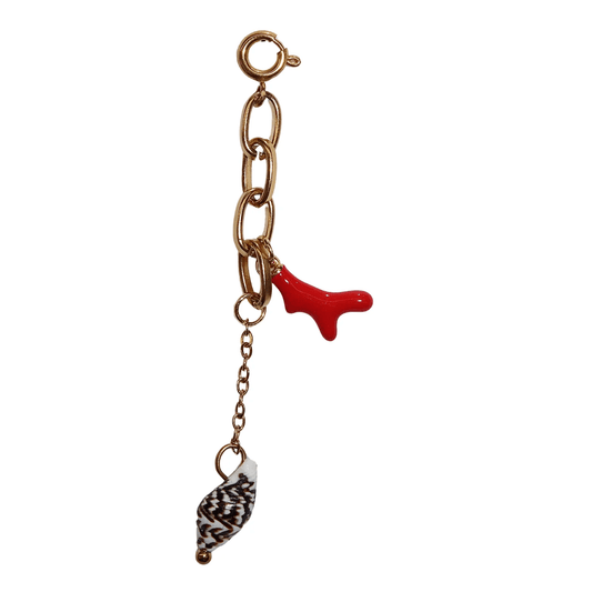 Koralli Charm – Red Coral Accent with Shell