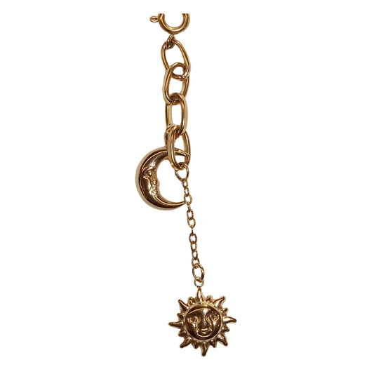 Selene Moon & Sun Charm – Sun + Crescent Moon Combination