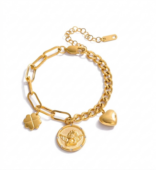 Capri Multi Charm Chain Bracelet – 18k Gold Plated