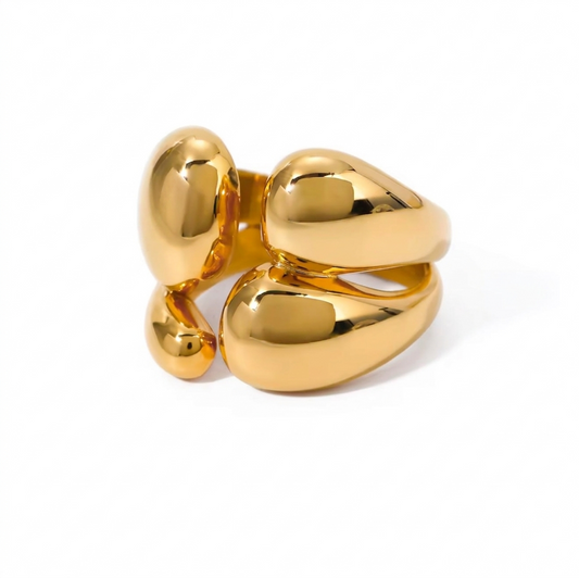 Valencia Sculptural Open Ring – 18k Gold Plated