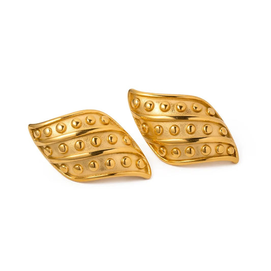 Marbella Textured Gold Statement Stud Earrings