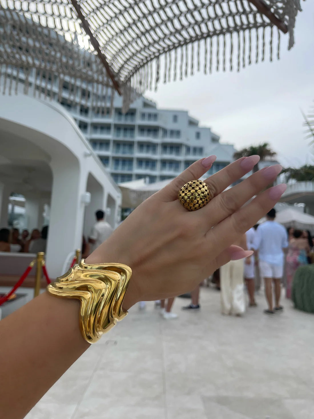 Monaco Sculptural Wave Cuff Bracelet – 18k Gold Plated