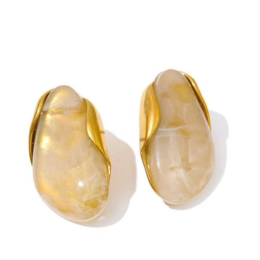 Positano Marbled Statement Stud Earrings – 18k Gold Plated