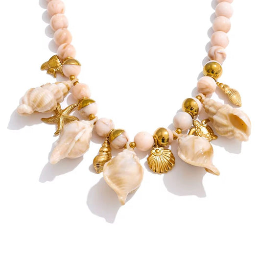 Santorini Shell Charm Statement Necklace