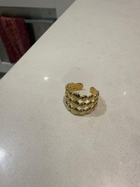 Capri Beaded Open Ring – Gold Plated Sculptural Statement Ring