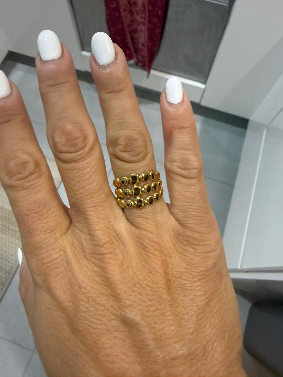 Capri Beaded Open Ring – Gold Plated Sculptural Statement Ring